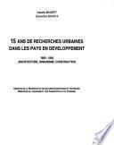 15 ans de recherches urbaines dans les pays en développement