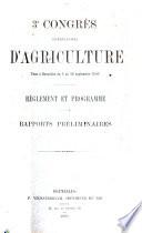3e congrès international d'agriculture tenu à Bruxelles du 8 au 16 septembre 1895