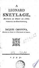 A Leonard Snetlage, Docteur En Droit De L'Université De Goettingue