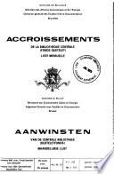 Aanwinsten van de Centrale Bibliotheek (Queteletfonds)
