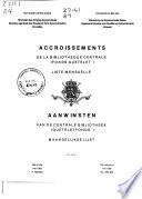 Aanwinsten van de Centrale Bibliotheek (Queteletfonds)