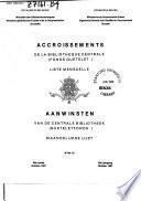 Aanwinsten van de Centrale Bibliotheek (Queteletfonds)