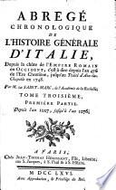 ABREGÉ CHRONOLOGIQUE DE LʻHISTOIRE GÉNÉRALE DʻITALIE