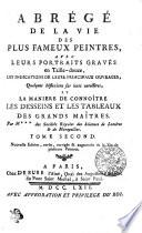 ABRÉGÉ DE LA VIE DES PLUS FAMEUX PEINTRES, AVEC LEURS PORTRAITS GRAVÉS en Taille-douce, LES INDICATIONS DE LEURS PRINCIPAUX OUVERAGES, Quelques Réflexions sur leurs caracteres, ET LA MANIERE DE CONNOÎTRE LES DESSEINS ET LES TABLEAUX DES DRANDS MAÎTRES