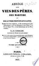 Abrégé des vies des pères et des martyrs [etc.]
