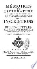 Académie Royale des Inscriptions et Belles Lettres. Mémoires..