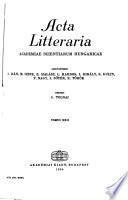 Acta Litteraria Academiae Scientiarum Hungaricae