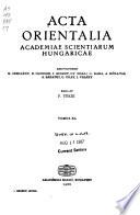 Acta Orientalia Academiae Scientiarum Hungaricae