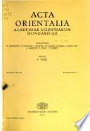 Acta Orientalia Academiae Scientiarum Hungaricae