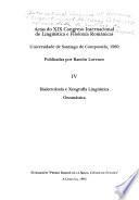 Actas do XIX Congreso Internacional de Lingüística e Filoloxía Románicas, Universidade de Santiago de Compostela, 1989: Dialectoloxia e xeografia linguistics. Onomastica