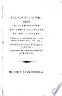 Acte constitutionel precedé de la déclaration des droits de l'homme et du citoyen
