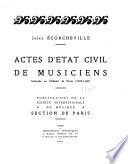 Actes d'état civil de musiciens insinués au Châtelet de Paris (1530-1650)