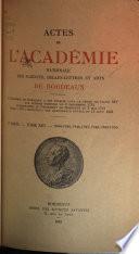 Actes de l'Académie nationale des sciences, belles-lettres et arts de Bordeaux