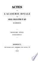 Actes de l'Académie nationale des sciences, belles-lettres et artsde Bordeaux