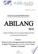 ACTES DU COLLOQUE INTERNATIONAL - ABILANG 2018