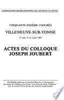 Actes du Colloque Joseph Joubert