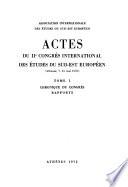 Actes Du IIe Congrès International Des Études Du Sud-est Européen (Athènes, 7-13 Mai 1970).