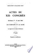 Actes du XIIe congrès (Bordeaux 17-21 août 1988)