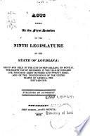 Acts Passed at the Session of the Legislature of the State of Louisiana