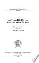 Actualité de la pensée médiévale