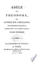 Adèle et Théodore, ou, Lettres sur l'éducation