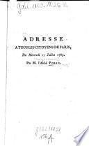 Adresse à tous les citoyens de Paris, du Mercredi 15 juillet 1789