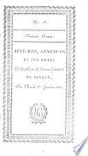Affiches, annonces et avis divers de la ville et arrondissement de Bayeux