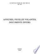 Affiches, feuilles volantes, documents divers