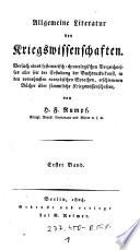 Allgemeine Literatur der Kriegswissenschaften (etc.)