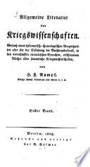 Allgemeine Literatur der Kriegswissenschaften