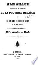 Almanach de la province de Liège et de la Cour d'appel de Liège et son ressort