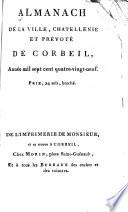 Almanach de la ville, chatellenie et prévoté de Corbeil ...