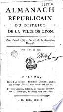 Almanach républicain du district de la Ville de Lyon pour l'année 1793