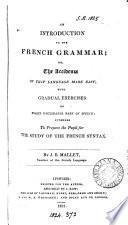 An introduction to the French grammar