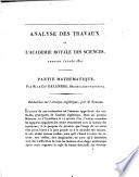 Analyse des travaux de l'academie royale des sciences pendant l'annee 1821. Partie mathematique