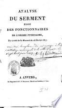 Analyse du serment exigé des fonctionnaires de l'ordre judiciaire