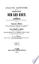 Analyse raisonnée de la législation sur les eaux
