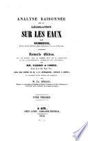 Analyse raisonnée de la legislation sur les eaux