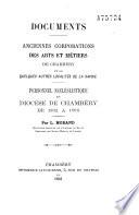Anciennes corporations des arts et métiers de Chambéry et de quelques autres localités de la Savoie