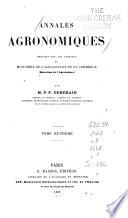 Annales agronomiques publiées sous les auspices du Ministère de l'agriculture (Direction de l'agriculture) ...