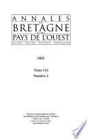 Annales de Bretagne et des pays de l'ouest, Anjou, Maine, Touraine
