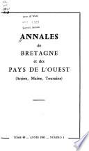 Annales de Bretagne et des pays de l'ouest, Anjou, Maine, Touraine