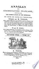 Annales de l'agriculture francoise. Red. par ... Tessier