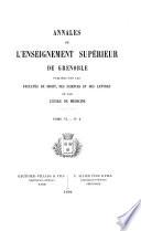 Annales de l'enseignement supérieur de Grenoble