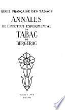 Annales de l'Institut expérimental du tabac de Bergerac