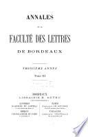 Annales de la Faculte des lettres de Bordeaux