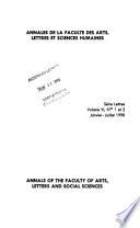 Annales de la Faculté Des Lettres Et Sciences Humaines