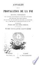 Annales de la propagation de la foi