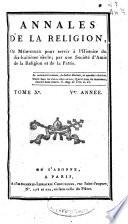 Annales de la religion, ou Mémoires pour servir a l'histoire du dix-huitième siecle