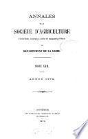 Annales de la Société d'Agriculture, Industrie, Sciences, Arts et Belles-Lettres du Département de la Loire